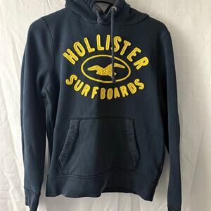 Vintage Y2K Hollister Pullover Hoodie Chunky Embroidered Surfboards  Blue Medium